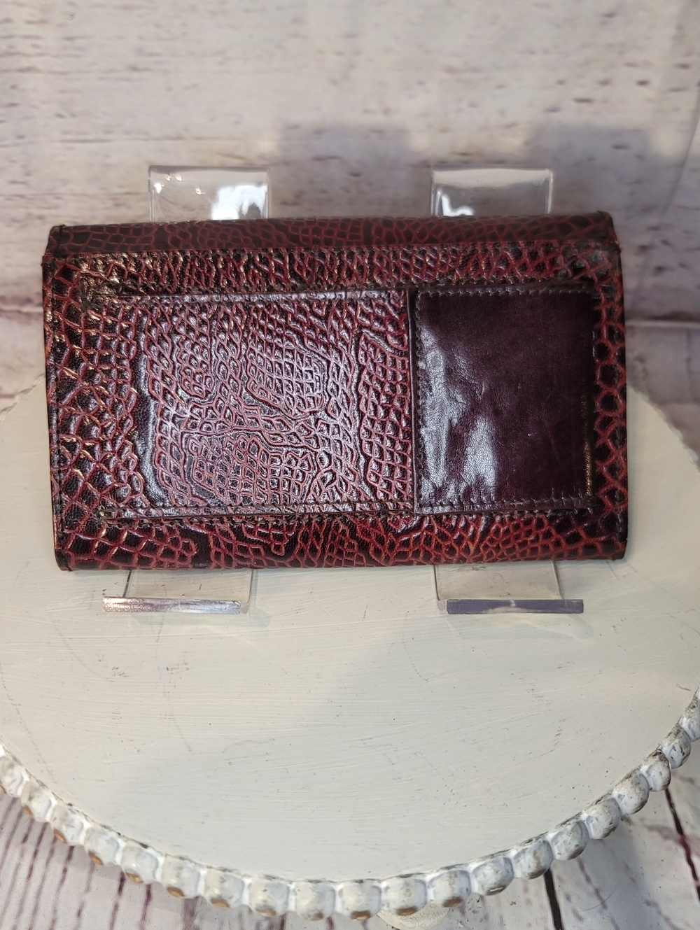 Vintage Rare 1950s -60s Ruby Red Lizard Leather Envelope Wallet - Picture 2 of 9